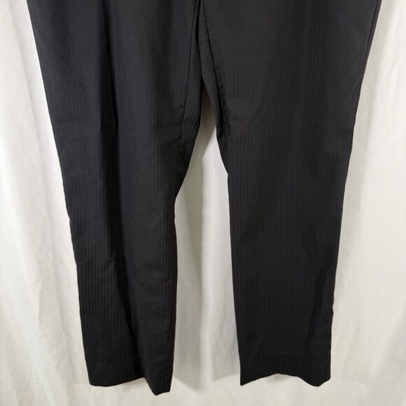 Ted Baker 100% Wool Pants Men's 35 R Black Striped Joe CT Flat Front Pockets - Picture 3 of 13